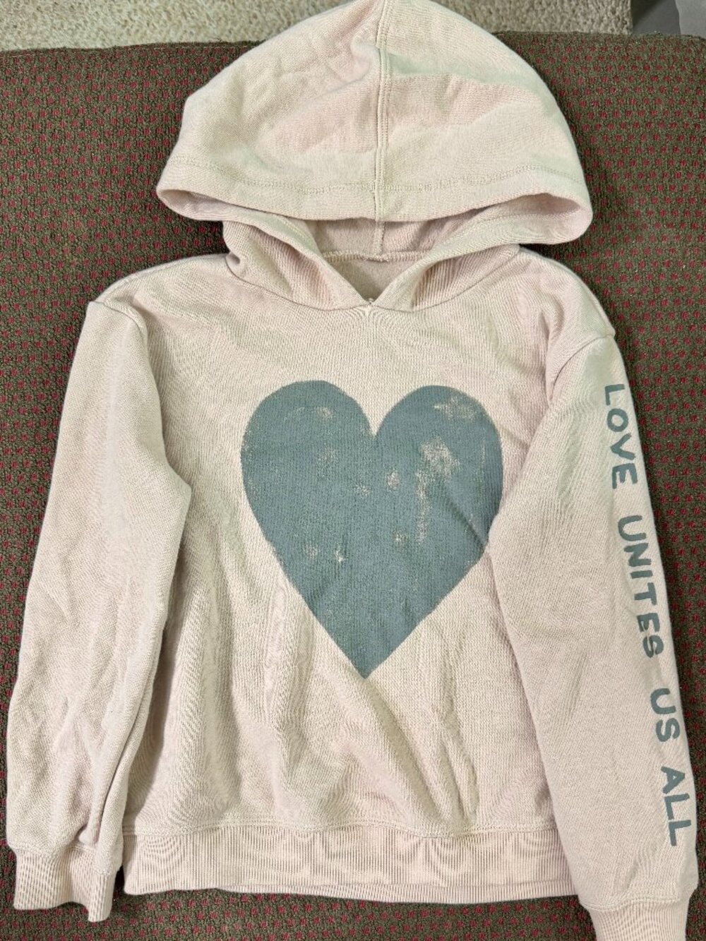 Little Co Lauren Conrad 5T Blush Hoodie Sage Heart Organic Cotton Vintage